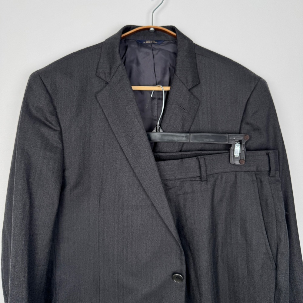 Brooks Brothers 1818 Fitzgerald Suit 43R W37 Charcoal Grey Herringbone Wool USA